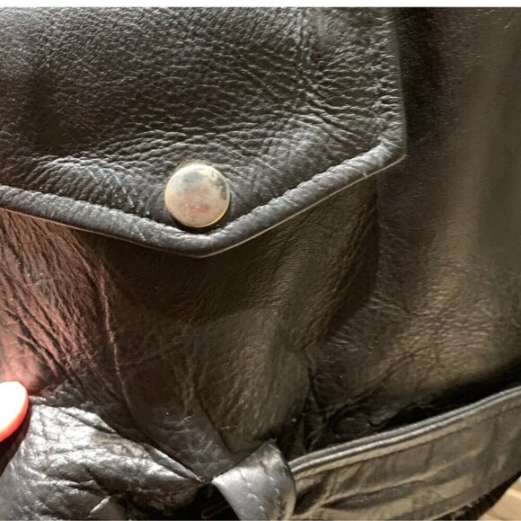 Eagle Leather Black Motorcycle Biker Jacket Coat Mens Size 56 Vintage Unisex - Picture 4 of 9